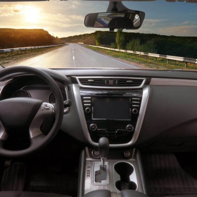 Dashboard inside car.