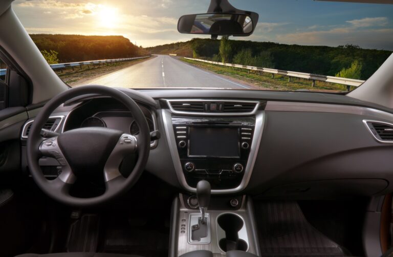 Dashboard inside car.