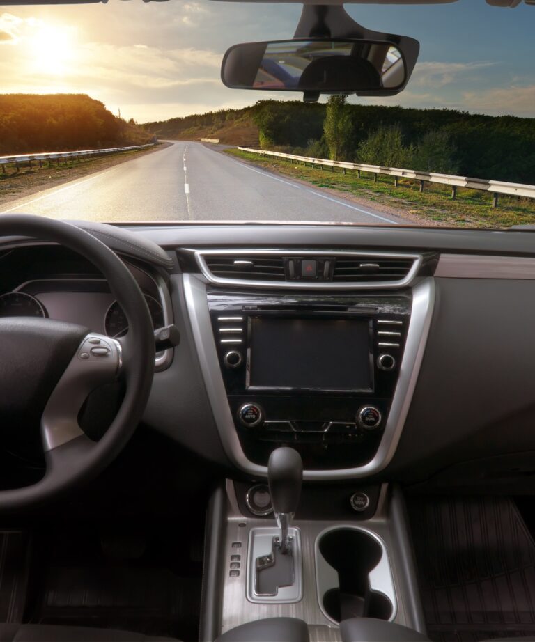 Dashboard inside car.