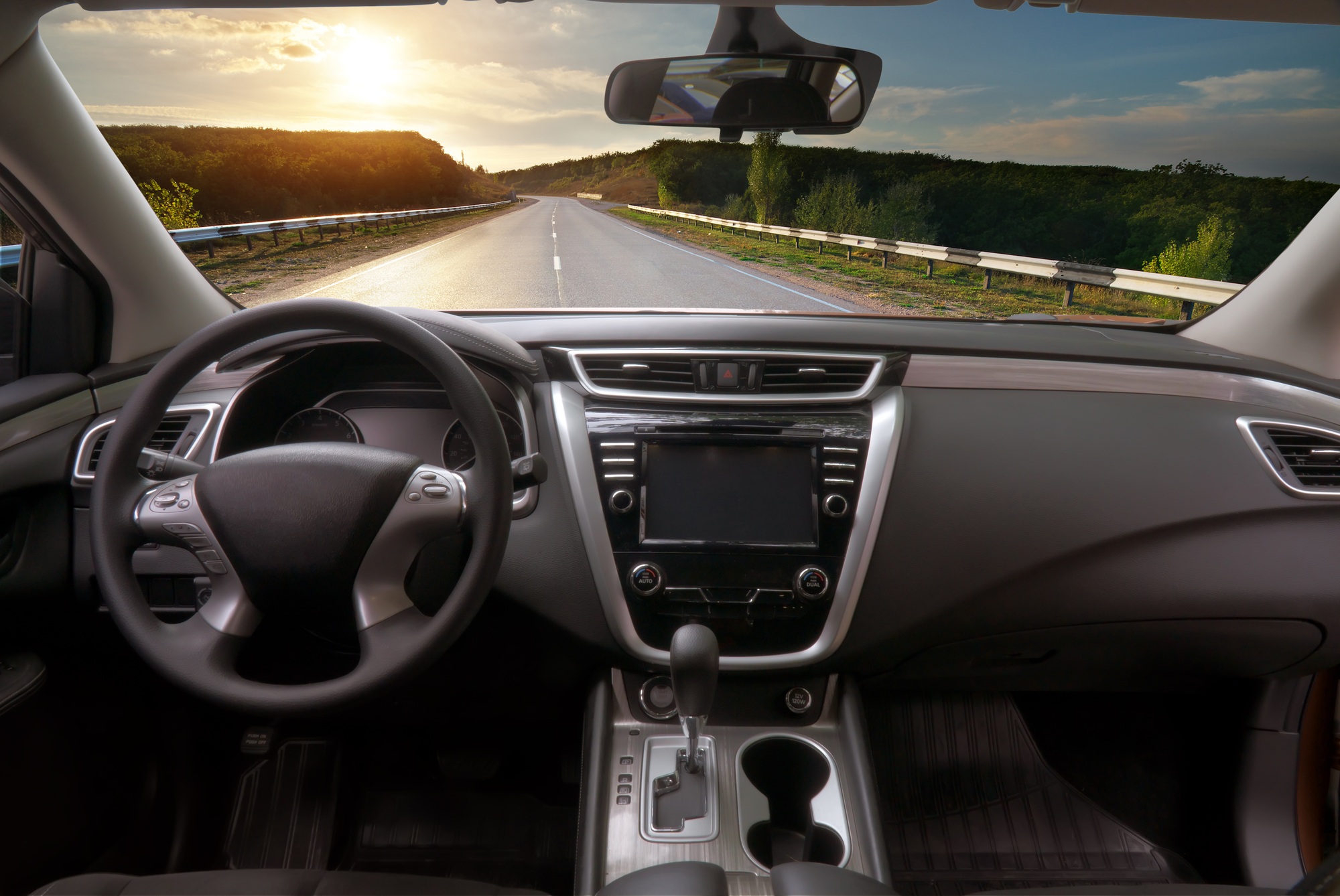 Dashboard inside car.